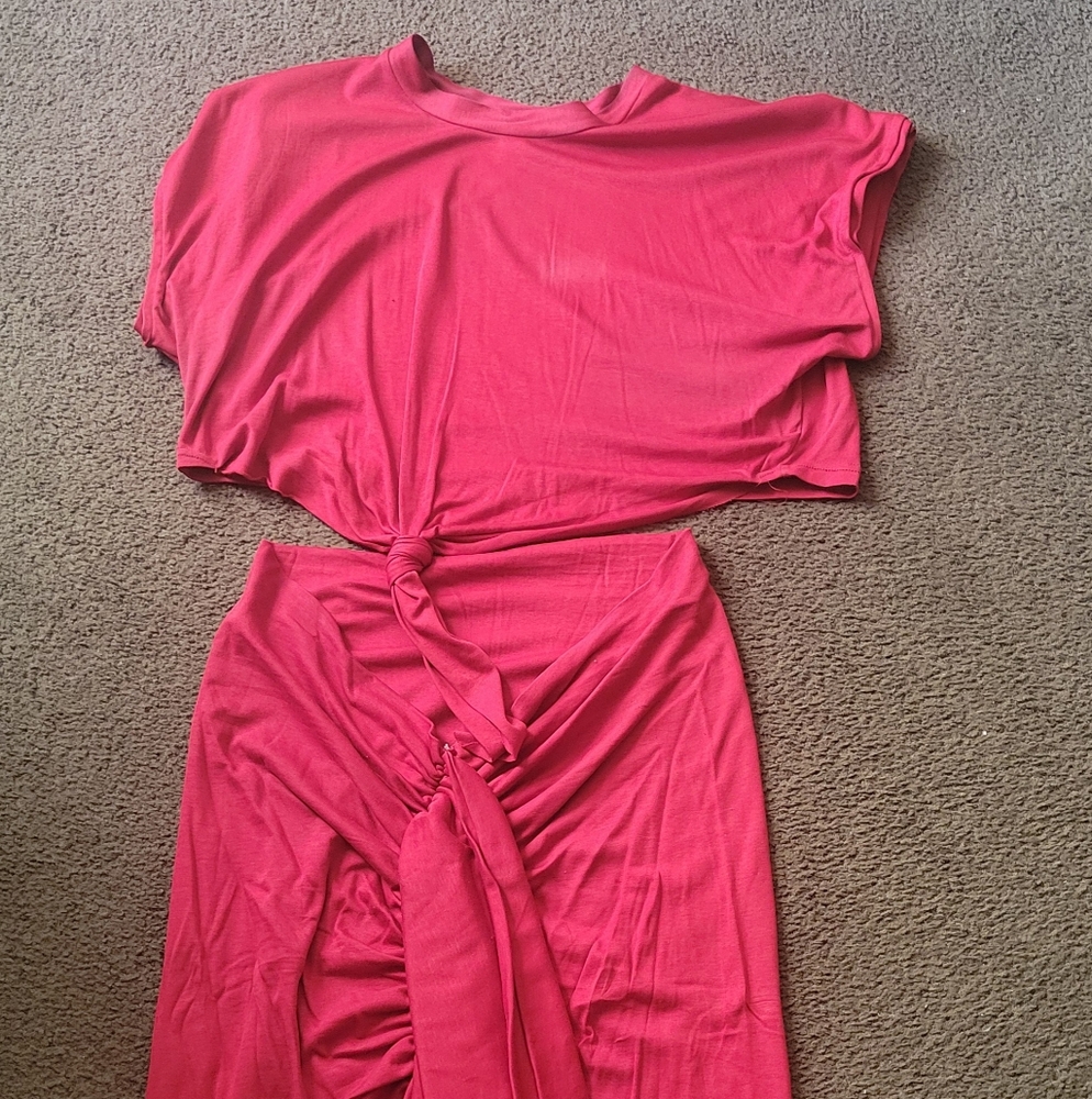 Original Philthy Ragz 2pc Dark Red Ruffle Front Skirt Set Size Large/XLarge
